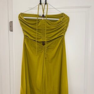 Zara Green Ruched Halter Sundress